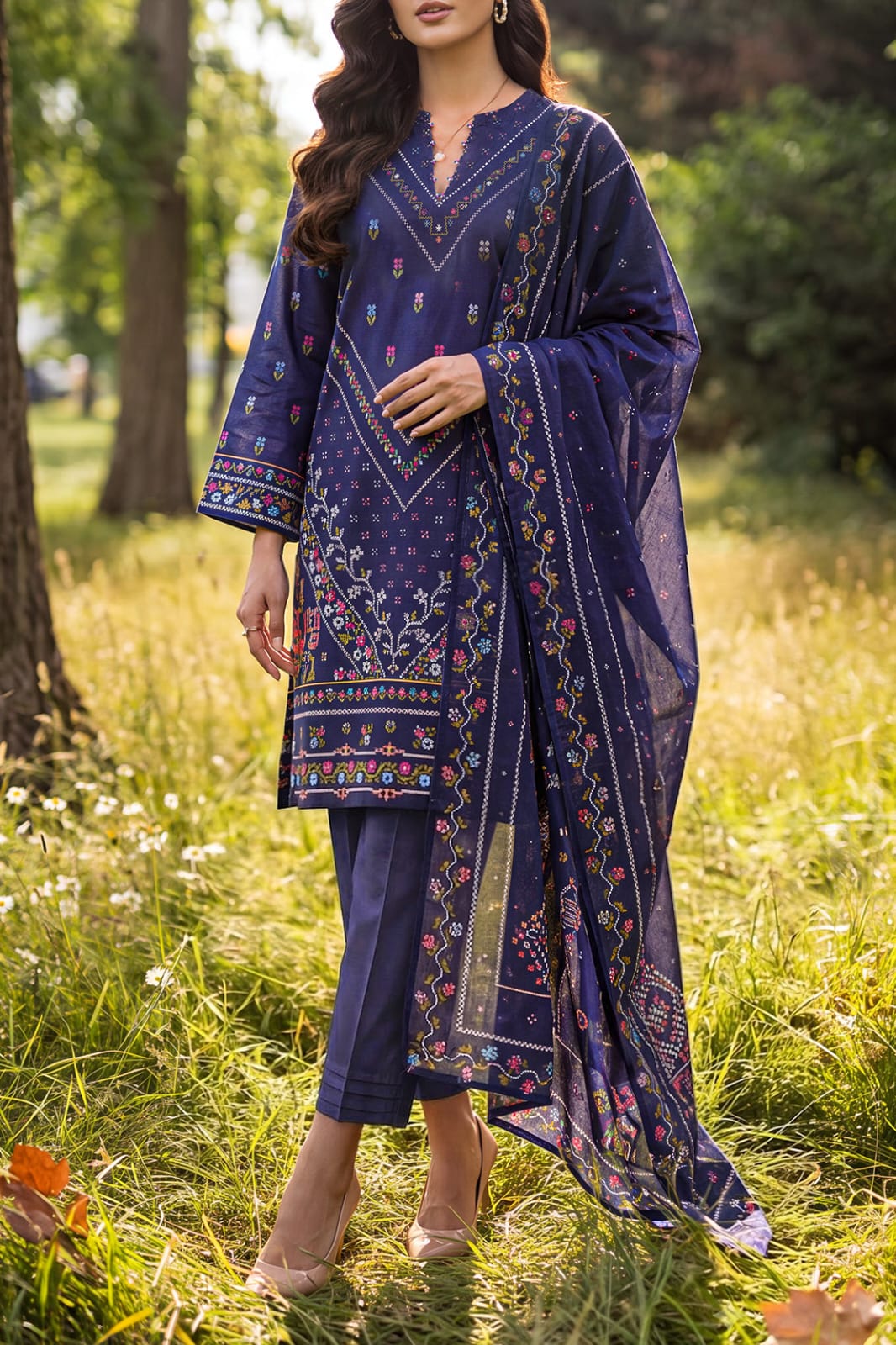 Saya 3-Piece Unstitched Printed Lawn Suit