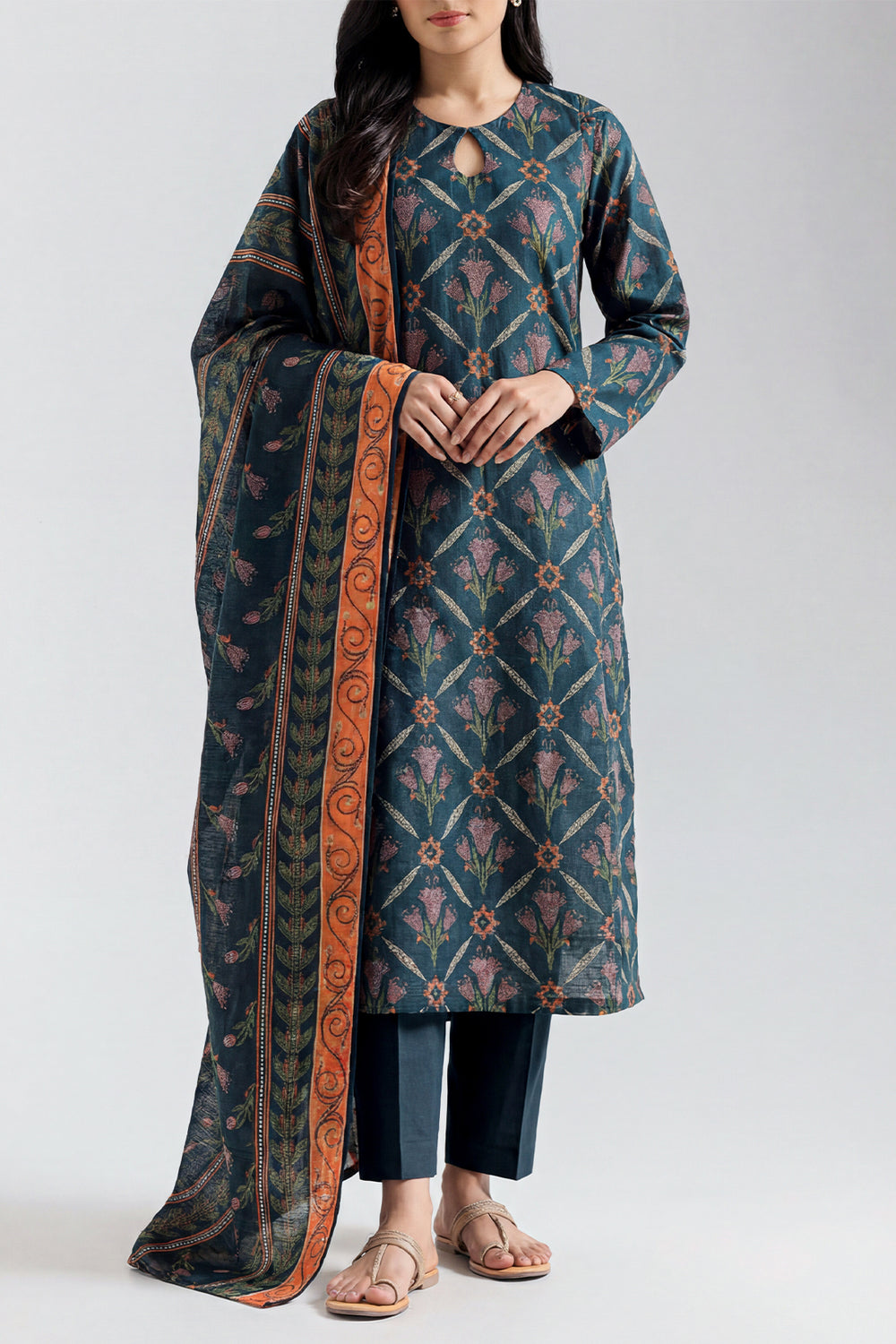 Saya 3-Piece Unstitched Printed Lawn Suit