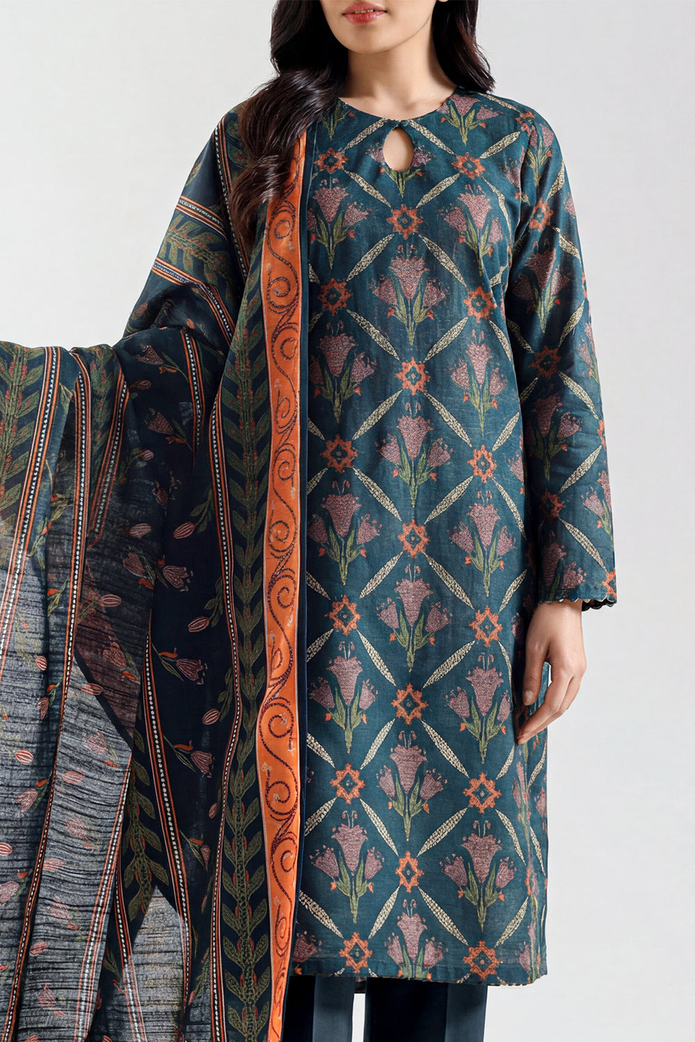 Saya 3-Piece Unstitched Printed Lawn Suit